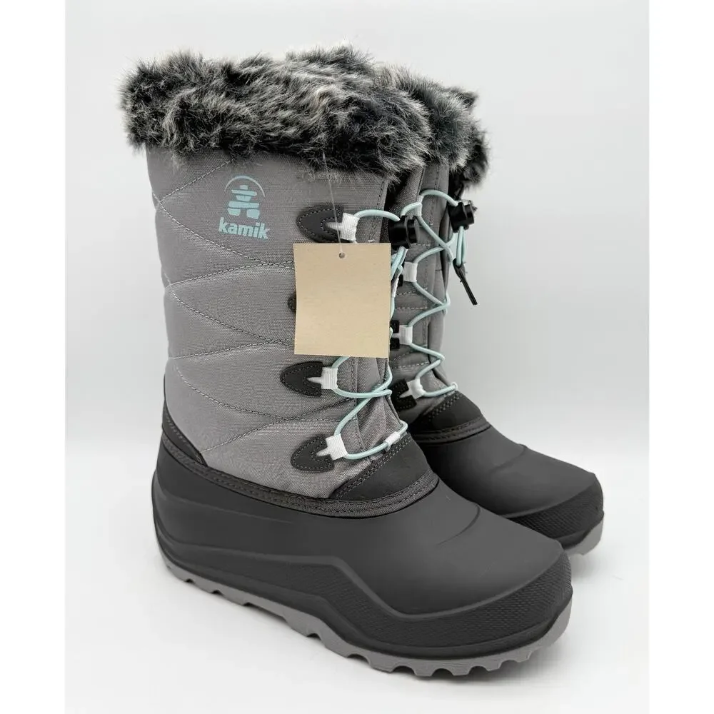 Kamik Big Kids SNOWANGEL Boots Size 7 EU 39 Grey Blue Insulated Waterproof NIB